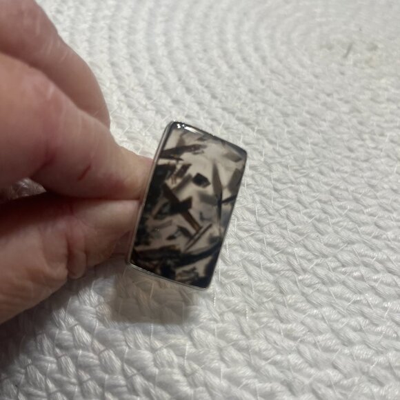 Natural STICK AGATE Handmade Sterling 925 Ring Size 6.5 #396D - Picture 2 of 3